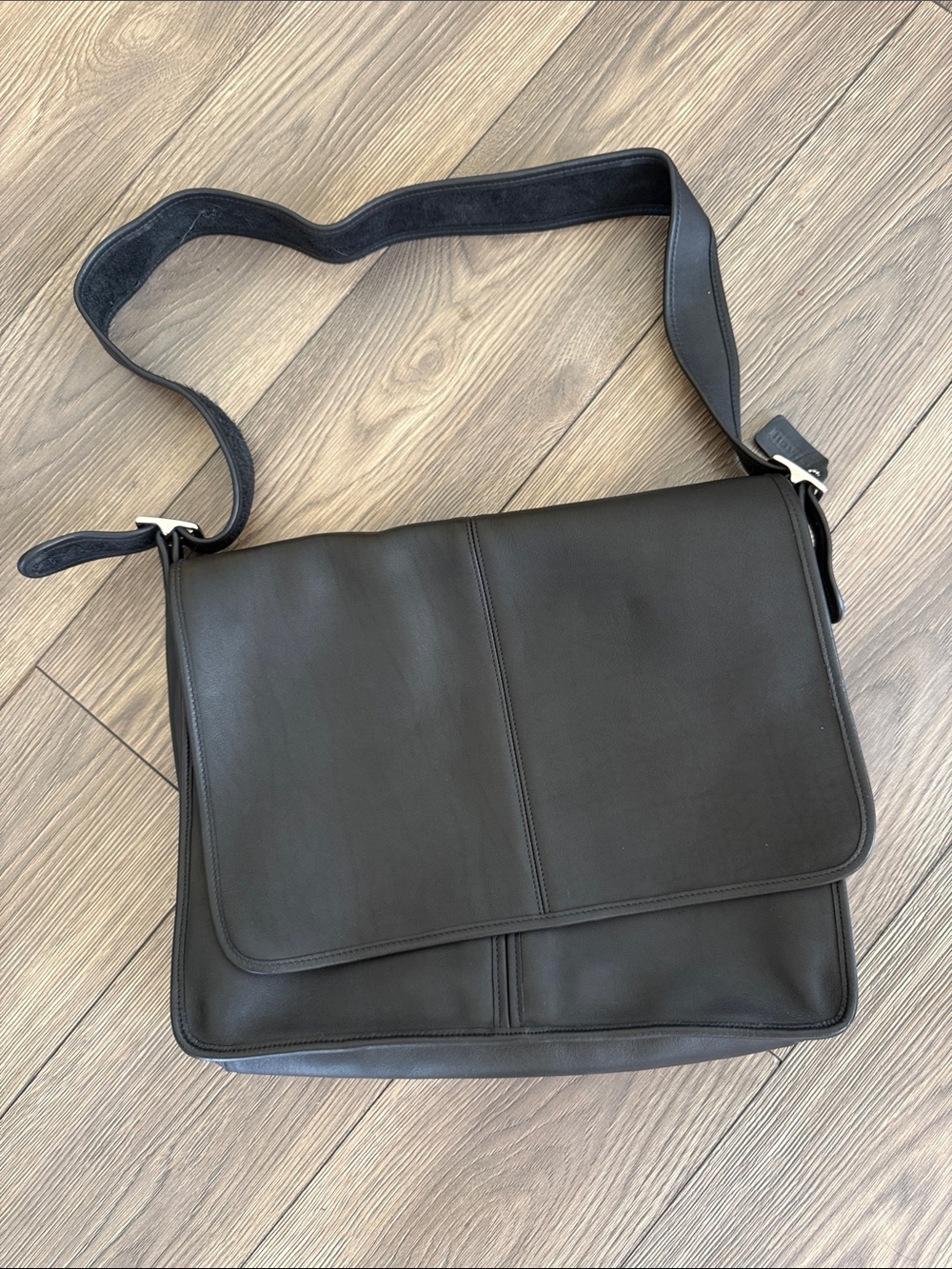 Vintage Coach USA Black Leather Messenger Bag Courier Briefcase 5206 Minimalist - Picture 2 of 13